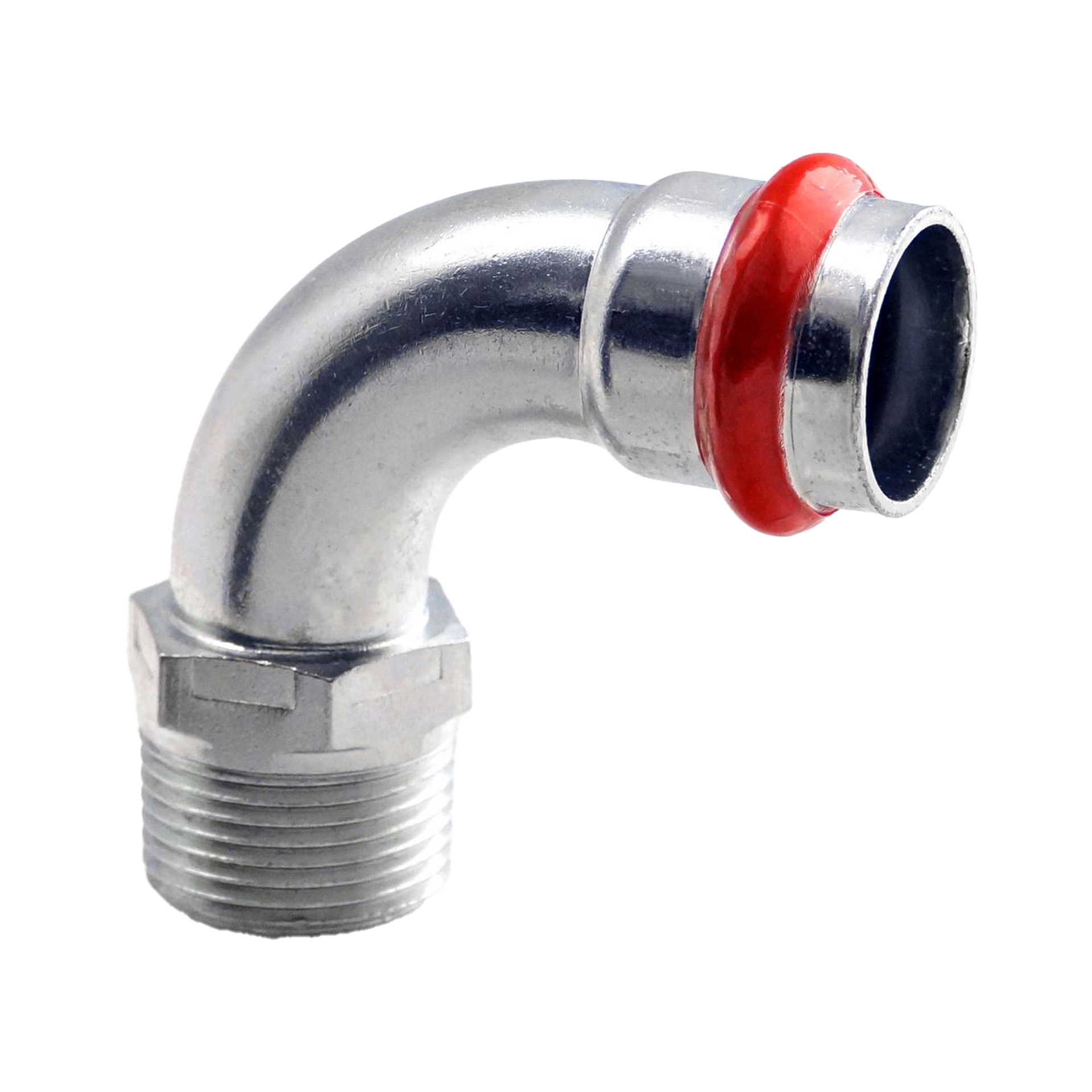 Press acier 'v'galvanisé coude 90° m 1" × 28 c83rfvilbp – acier électrozingué à sertir