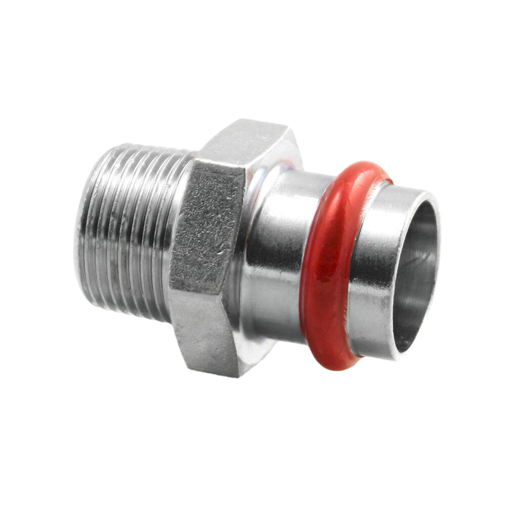 Press acier 'v'galvanisé raccord droit m 3/4" × 22 c81qevilbp – acier électrozingué à sertir