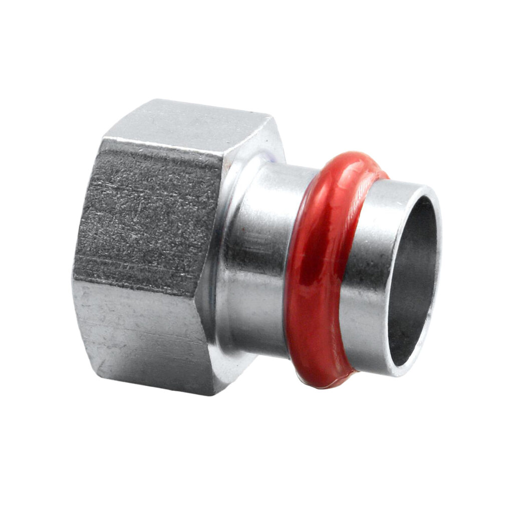 Press acier 'v'galvanisé raccord droit f 1/2" × 22 c80pevilbp – acier électrozingué à sertir