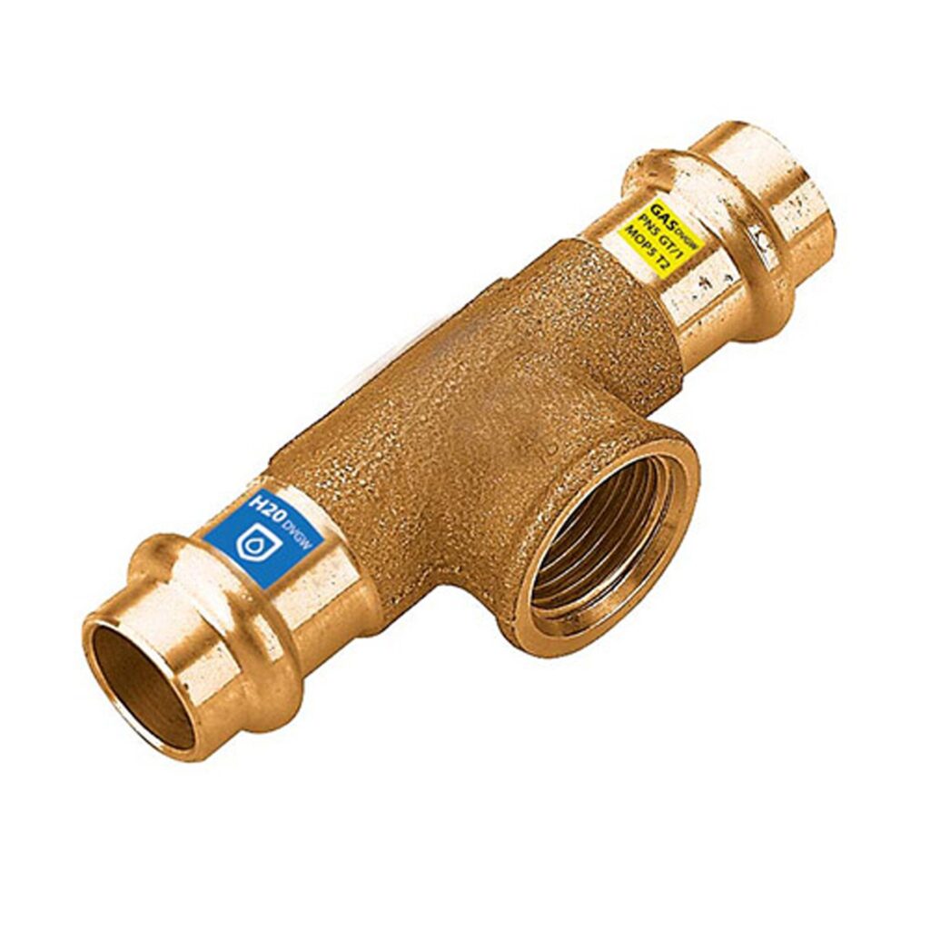 T égal f, filetage rp 3/4" × 22 – à sertir gaz et eau