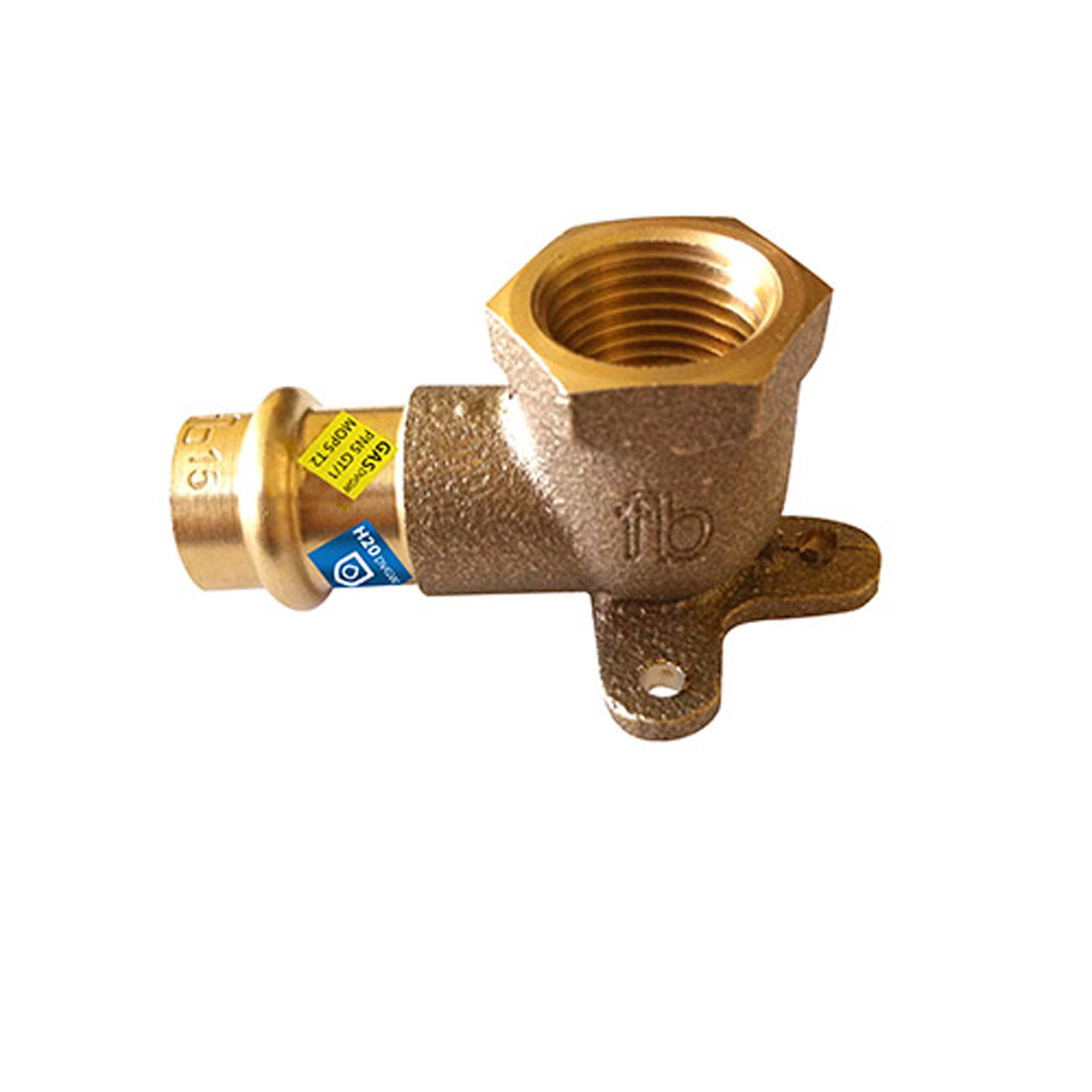 Culasse 90°, filetage rp 1/2" × 15 – à sertir gaz et eau