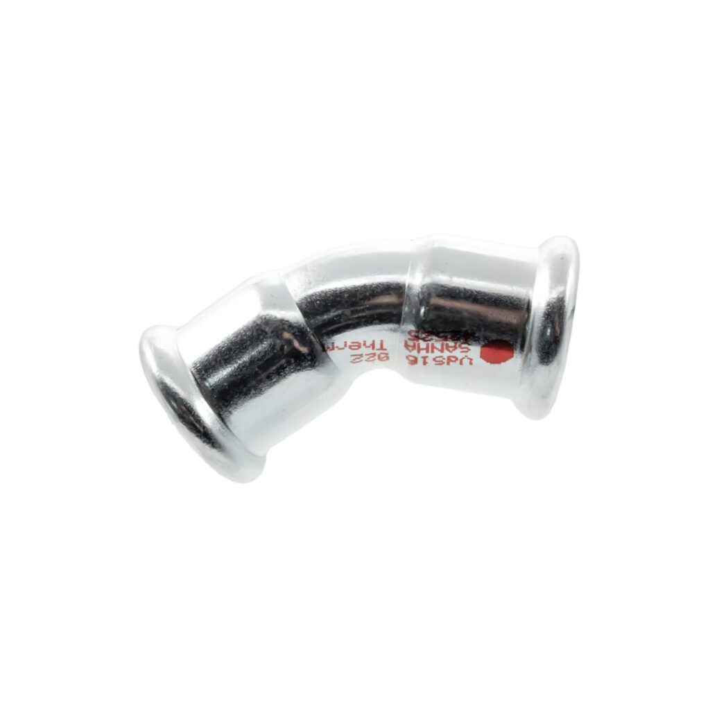 Courbe ff 45° t041 15 (réf sanha 24041 15) – acier électrozingué à sertir