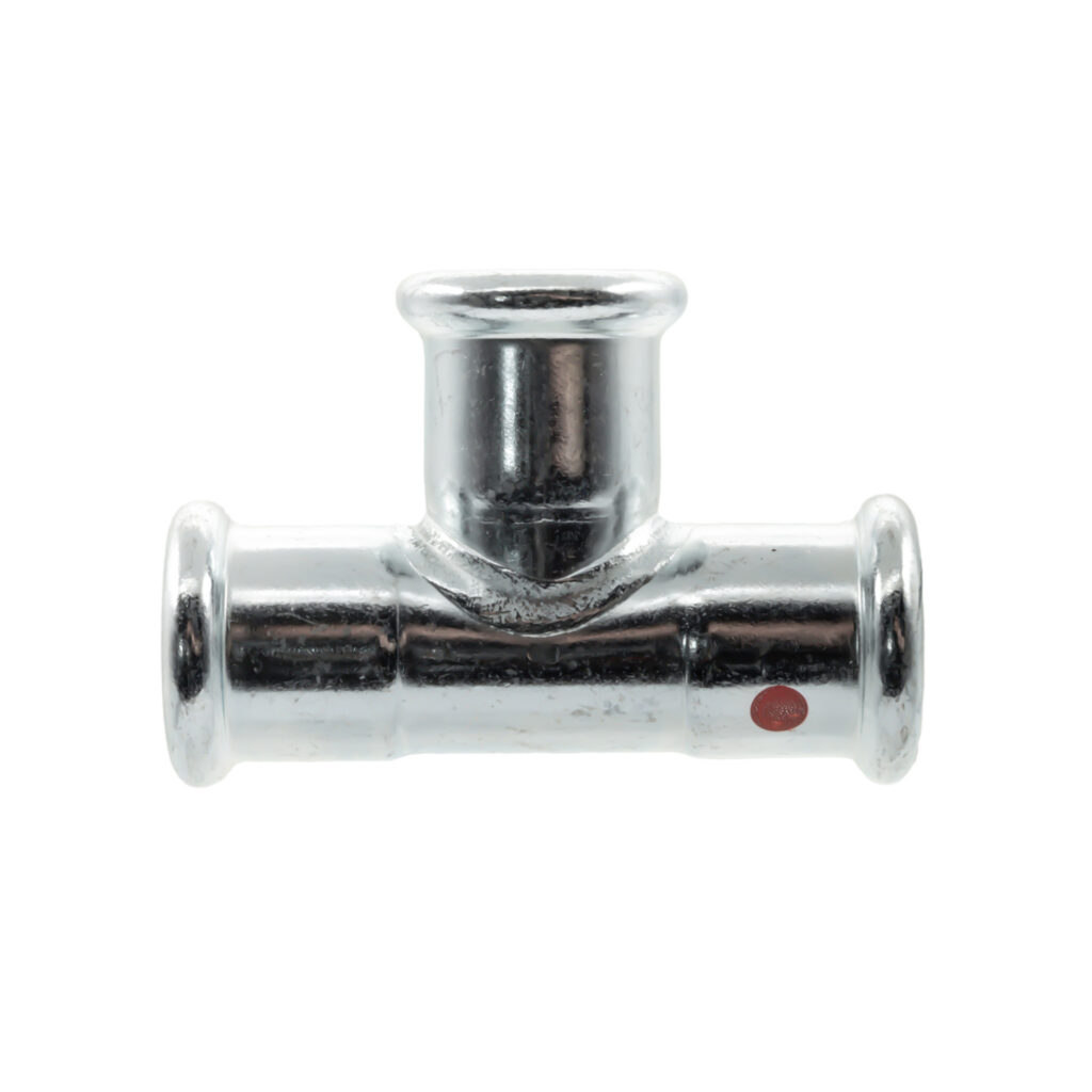 Té t130 28 × 15 × 28 (réf sanha 24130 28 × 15 × 28) – acier électrozingué à sertir