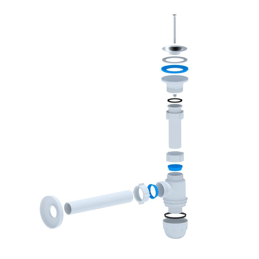 Siphon bouteille pour lavabo avec crépine Ø 32 mm – blanc