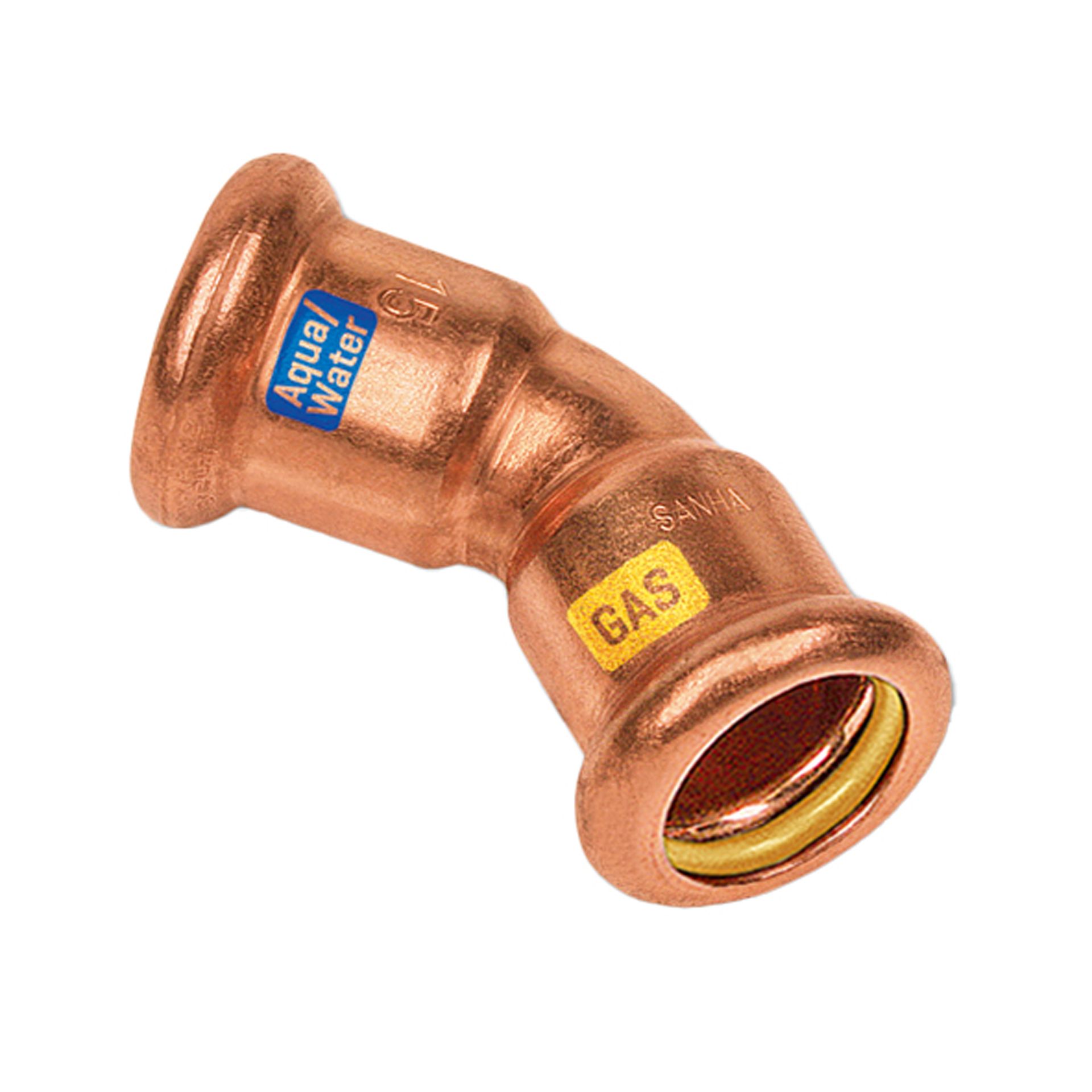 Hydrogas courbe 45° f/f 22 – à sertir gaz et eau