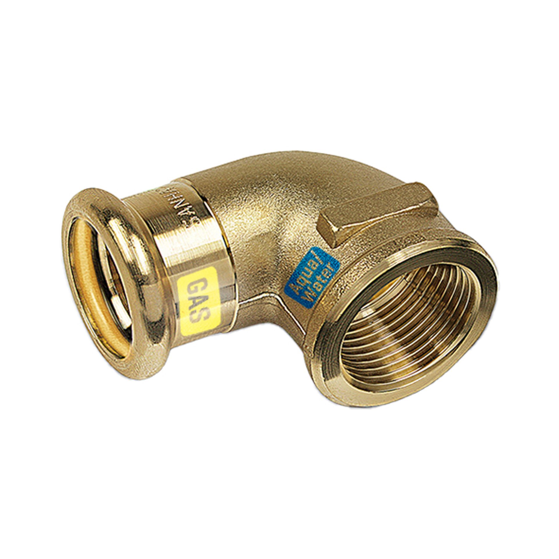 Hydrogas coude 90°, mixte taraudé 15 × 1/2" – à sertir gaz et eau