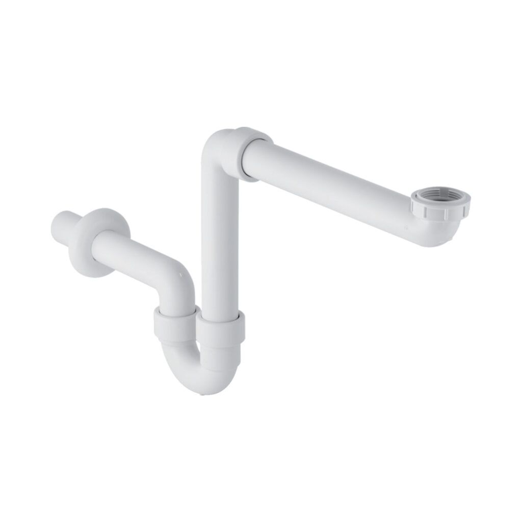 Siphon tubulaire Geberit – pour lavabo – gain de place – évacuation horizontale – 5/4" x 6/4" – Ø 40 mm – plastique – blanc