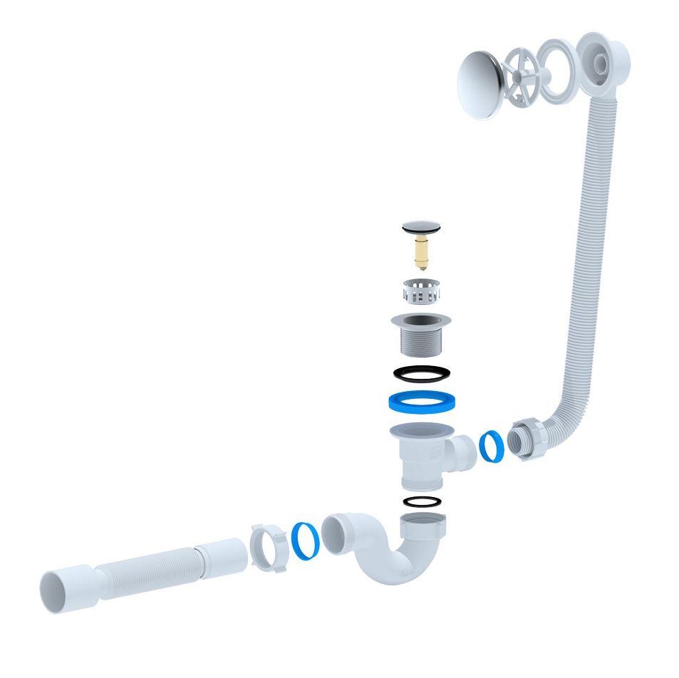 Siphon de bain flexible avec crépine Ø 50 mm