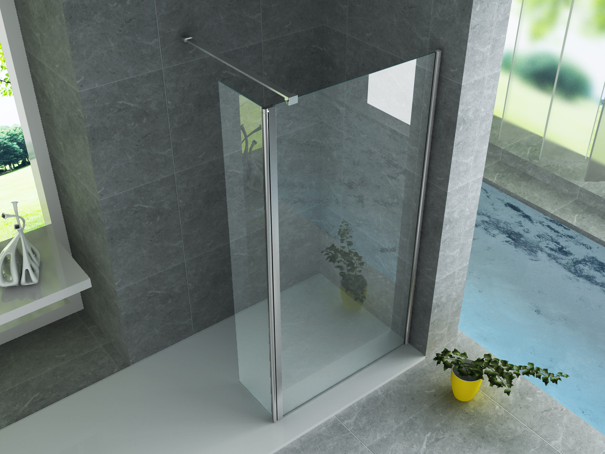 ALONI PAROI LATÉRALE POUR DOUCHE À L’ITALIENNE – PIVOTANTE - 300X2000MM - CHROME-VERRE CLAIR