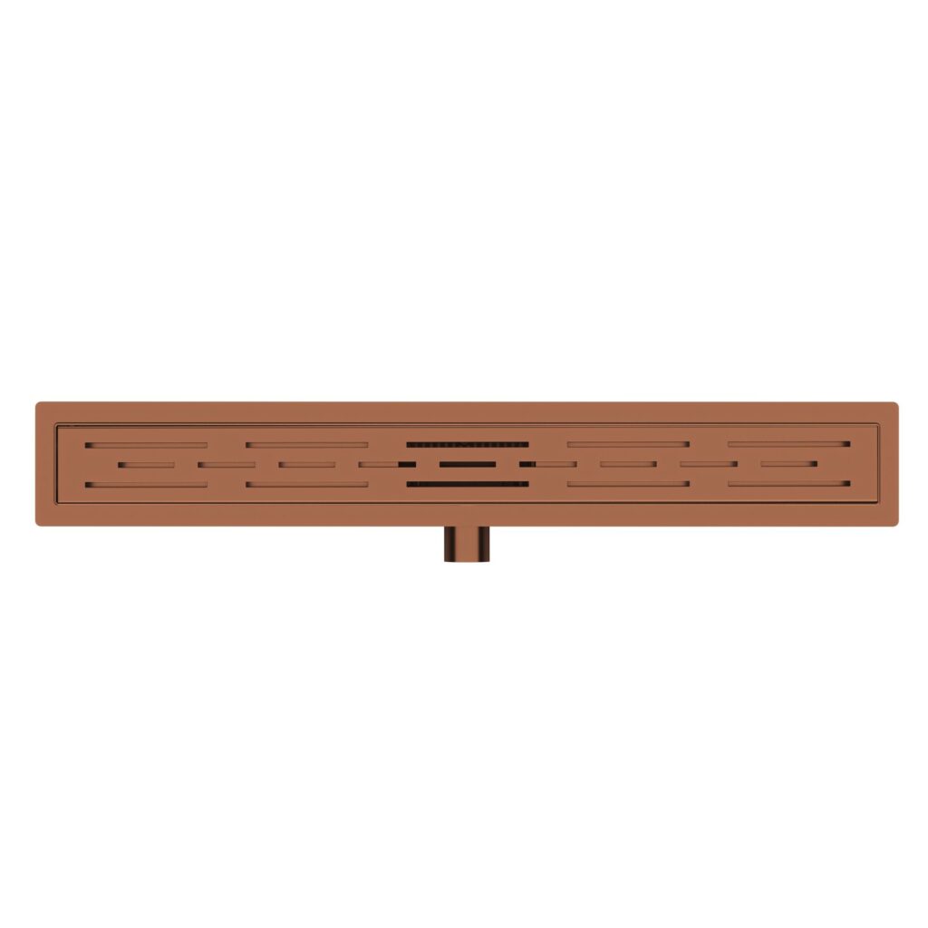 Caniveau de douche Aloni avec grille – 50 × 11 cm – Cuivre brossé, acier inoxydable