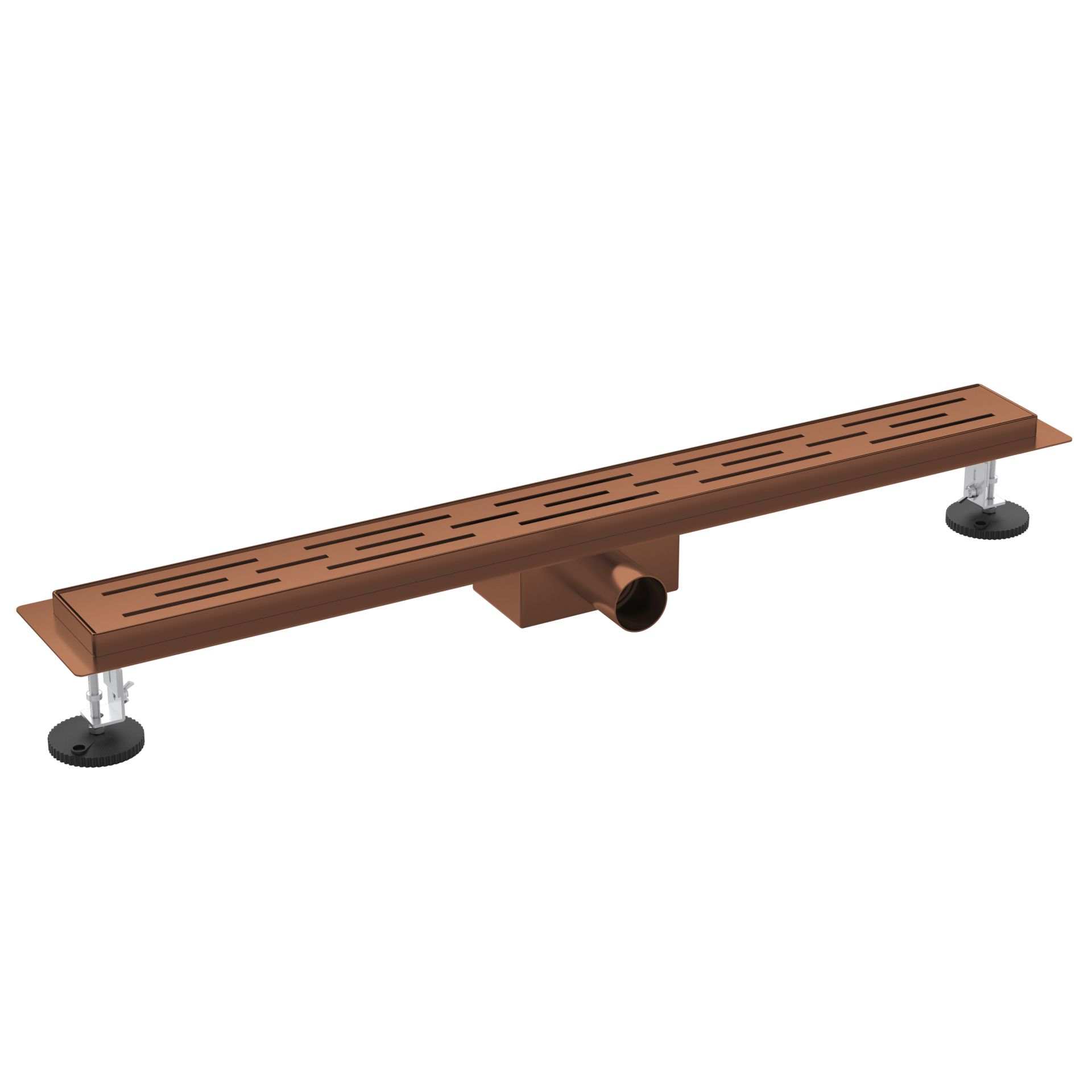 Caniveau de douche Aloni avec grille – 60 × 11 cm – Cuivre brossé, acier inoxydable