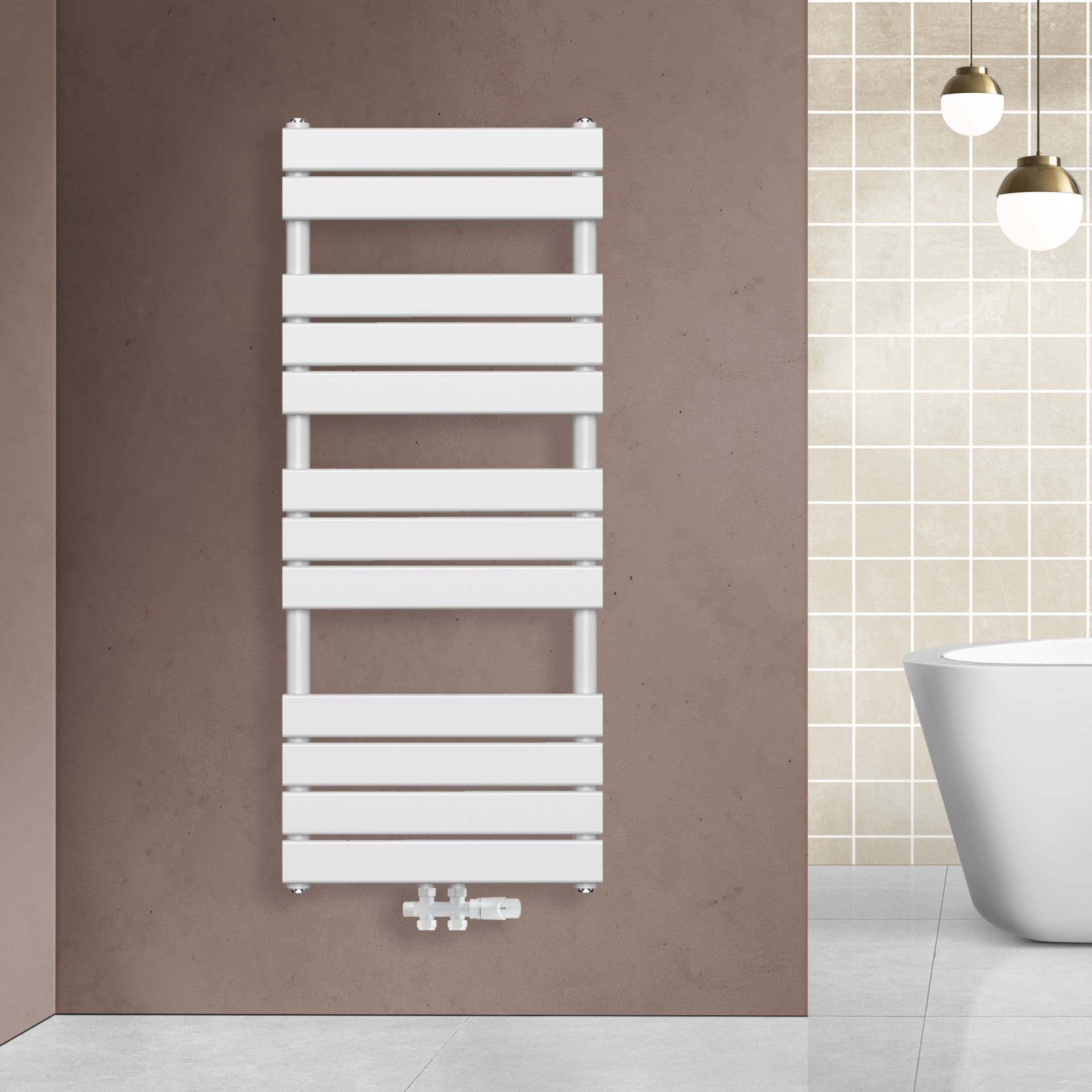 Sèche-serviettes Belrad – blanc – 1800 × 600 mm – 1 081 W – raccordement central