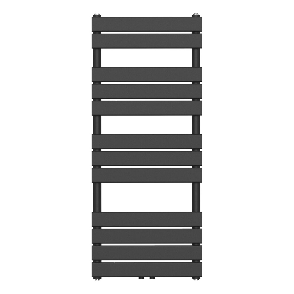 Sèche-serviettes Belrad – noir – 1200 × 500 mm – 593 W – raccordement central