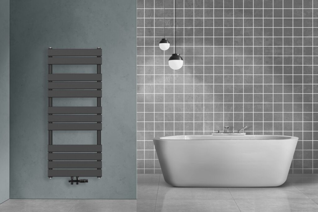 Sèche-serviettes Belrad – noir – 1200 × 500 mm – 593 W – raccordement central