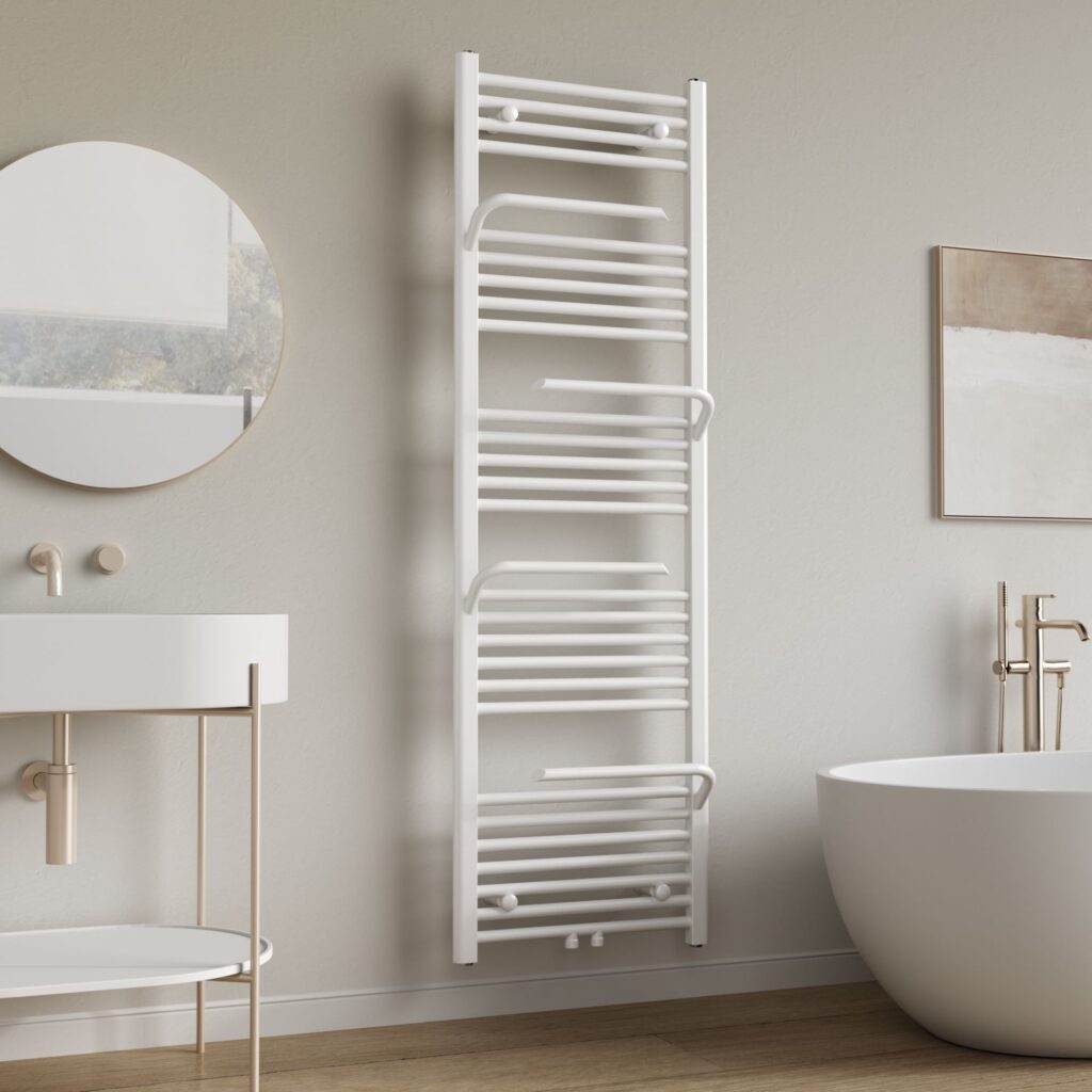 Sèche-serviettes Belrad – blanc – 1600 × 500 mm – 669 W – raccordement latéral ou central