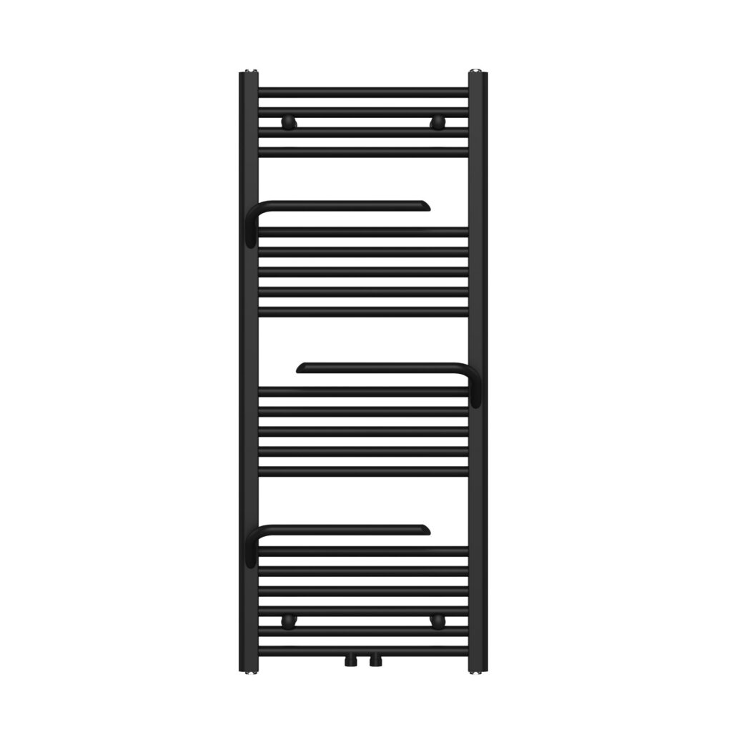 Sèche-serviettes Belrad – noir – 1200 × 500 mm – 498 W – raccordement latéral ou central