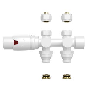 Belrad vanne de radiateur – design – thermostatique – raccordement central – raccordement mural et au sol – blanc brillant