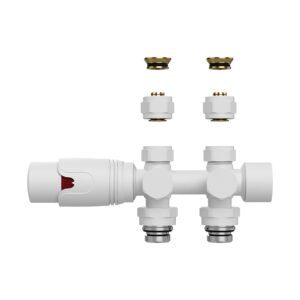 Belrad vanne de radiateur – design – thermostatique – raccordement central – raccordement mural et au sol – blanc mat