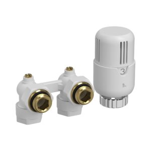 Belrad H-bloc – kit de raccordement de radiateur complet – avec tête thermostatique – équerre – raccordement mural – M30 – 1/2" M × 16/2 – blanc brillant