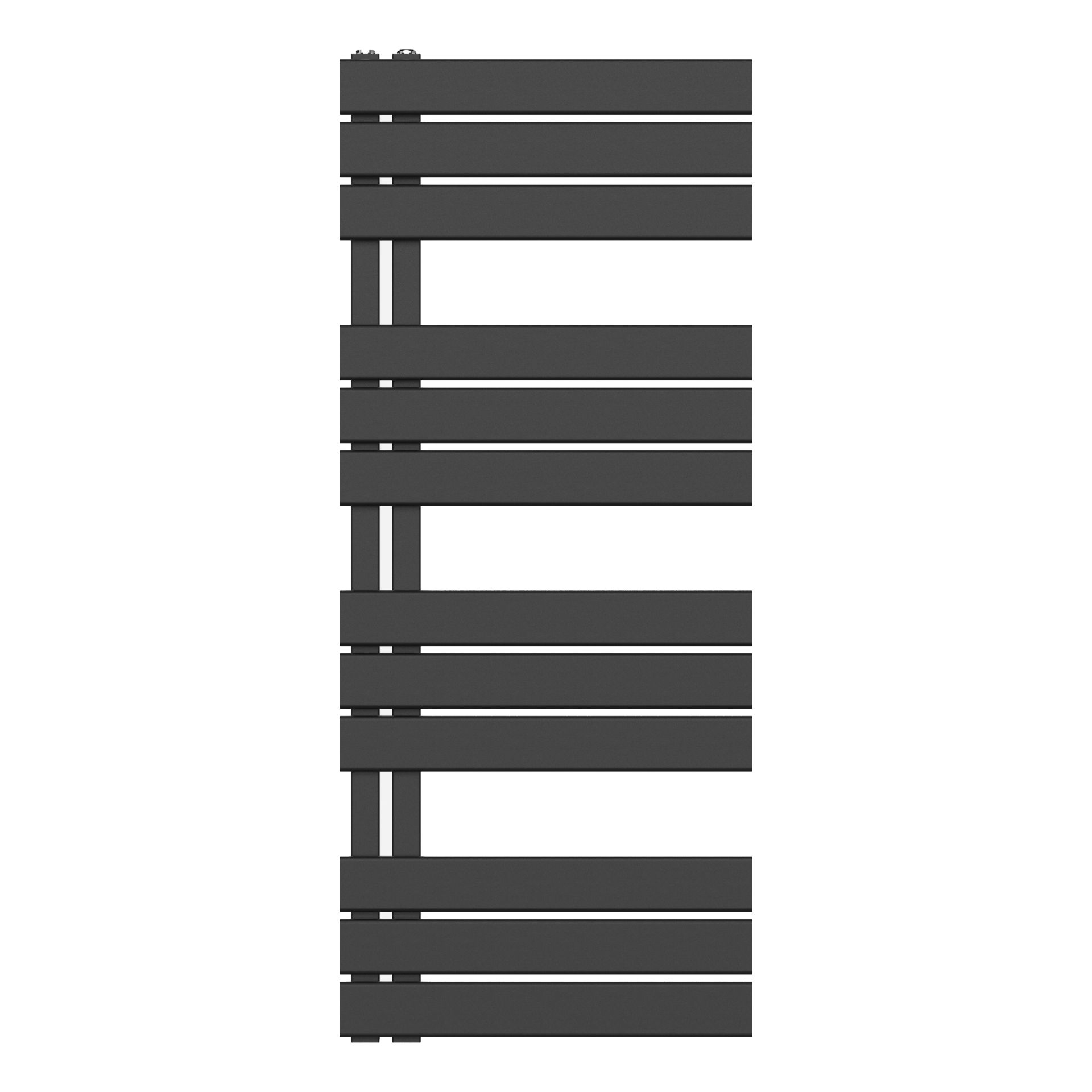 Sèche-serviettes Belrad – noir mat – 1200 × 500 mm – 593 W – raccordement latéral