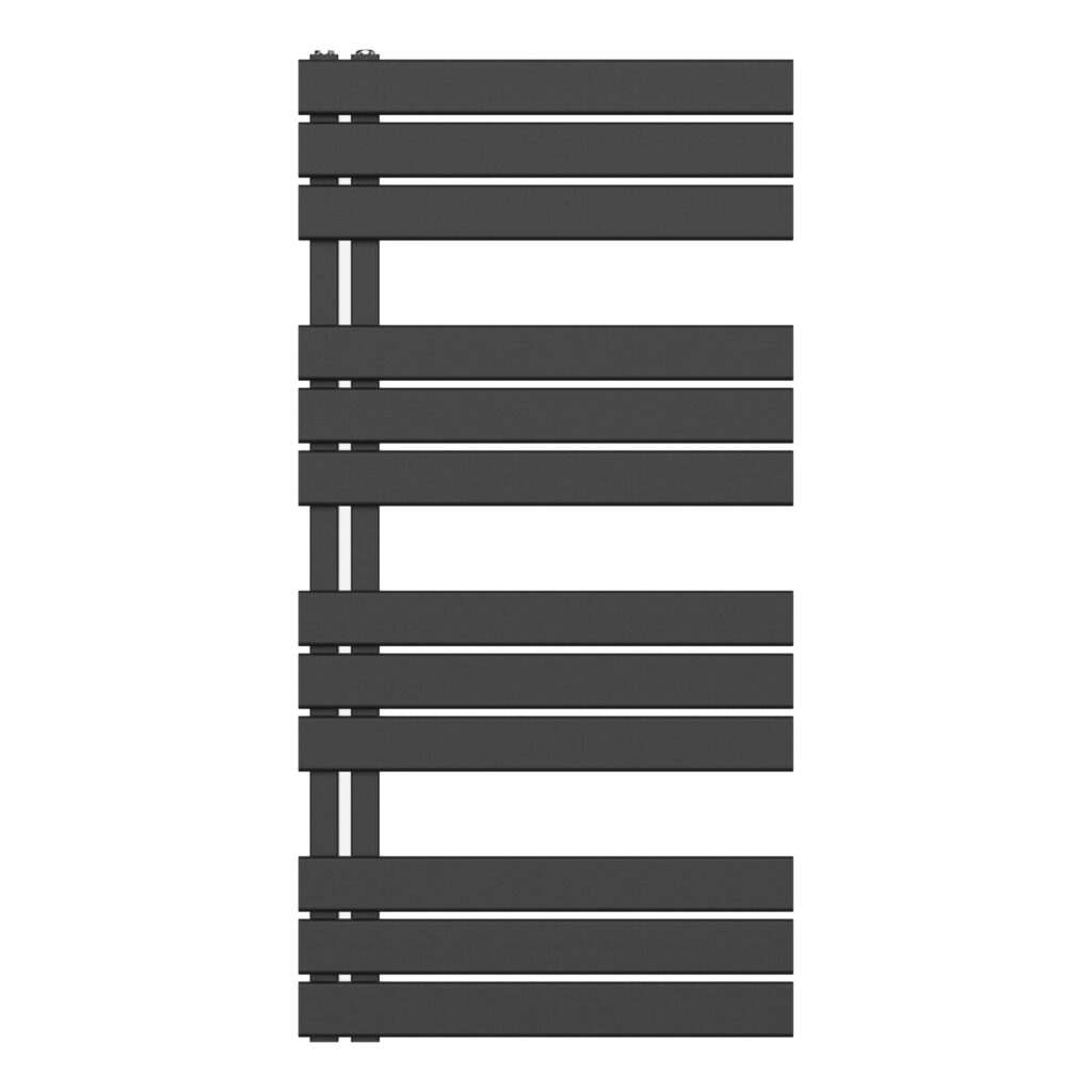 Sèche-serviettes Belrad – noir mat – 1200 × 600 mm – 681 W – raccordement latéral