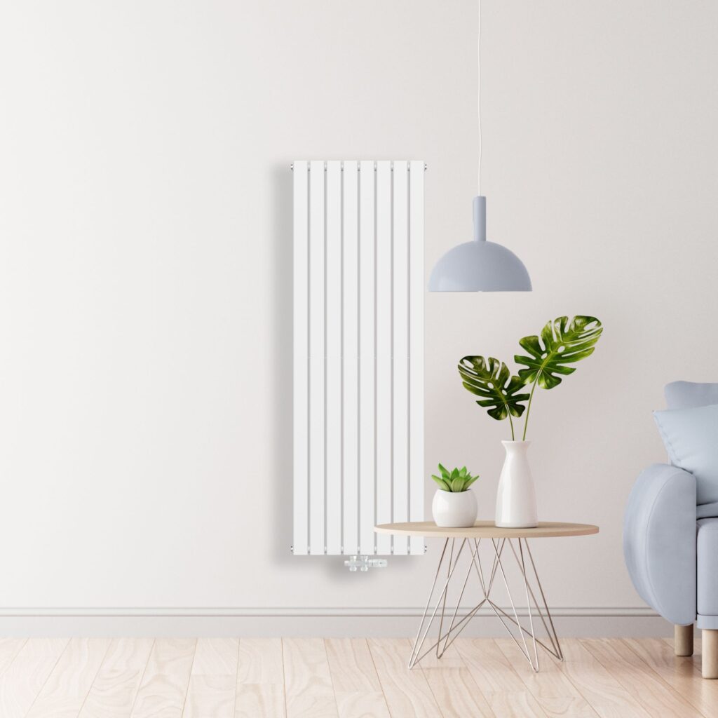 Radiateur vertical Carré double face – 1800 × 608 mm – 2 164 W – blanc – raccordement central