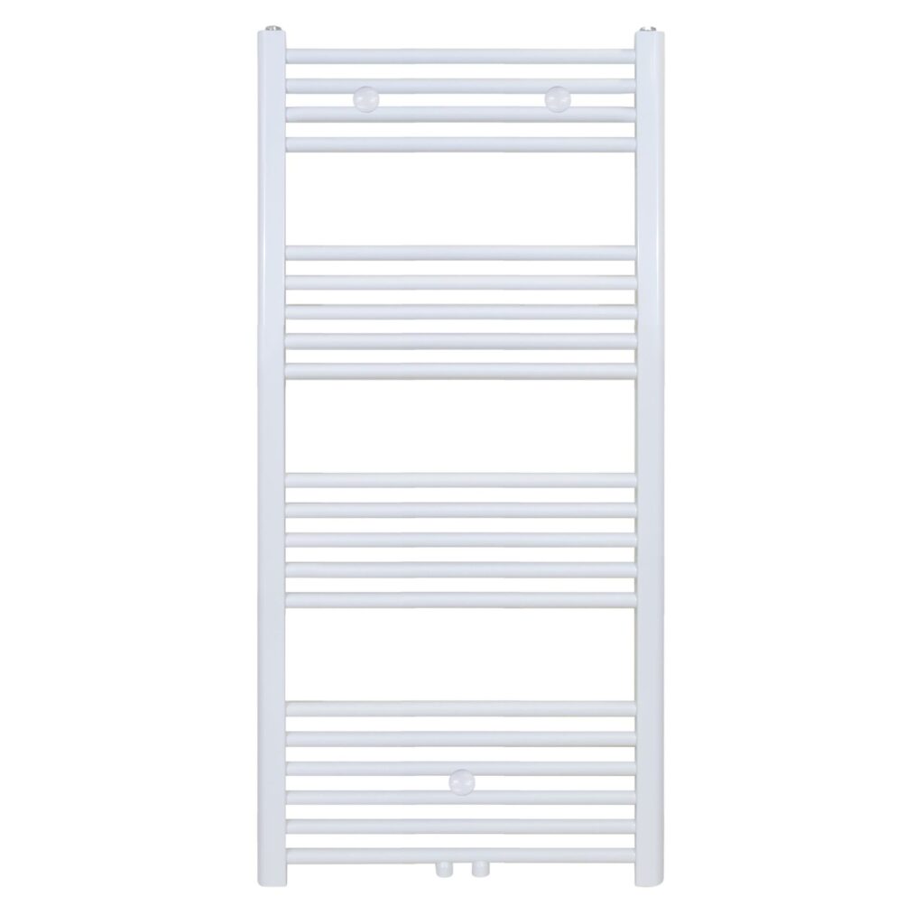 Sèche-serviettes Belrad – blanc – 1200 × 400 mm – 458 W – raccordement latéral ou central