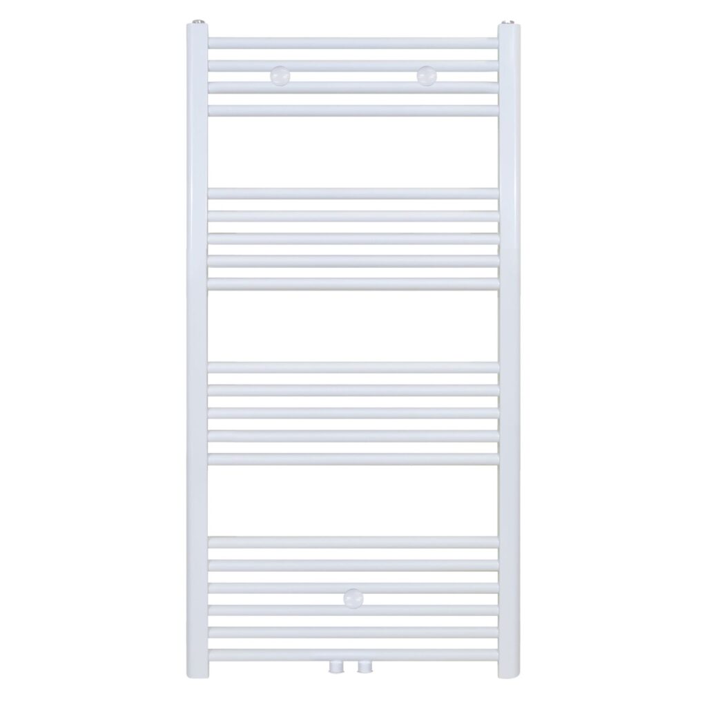 Sèche-serviettes Belrad – blanc mat – 1200 × 600 mm – 414 W – raccordement latéral ou central