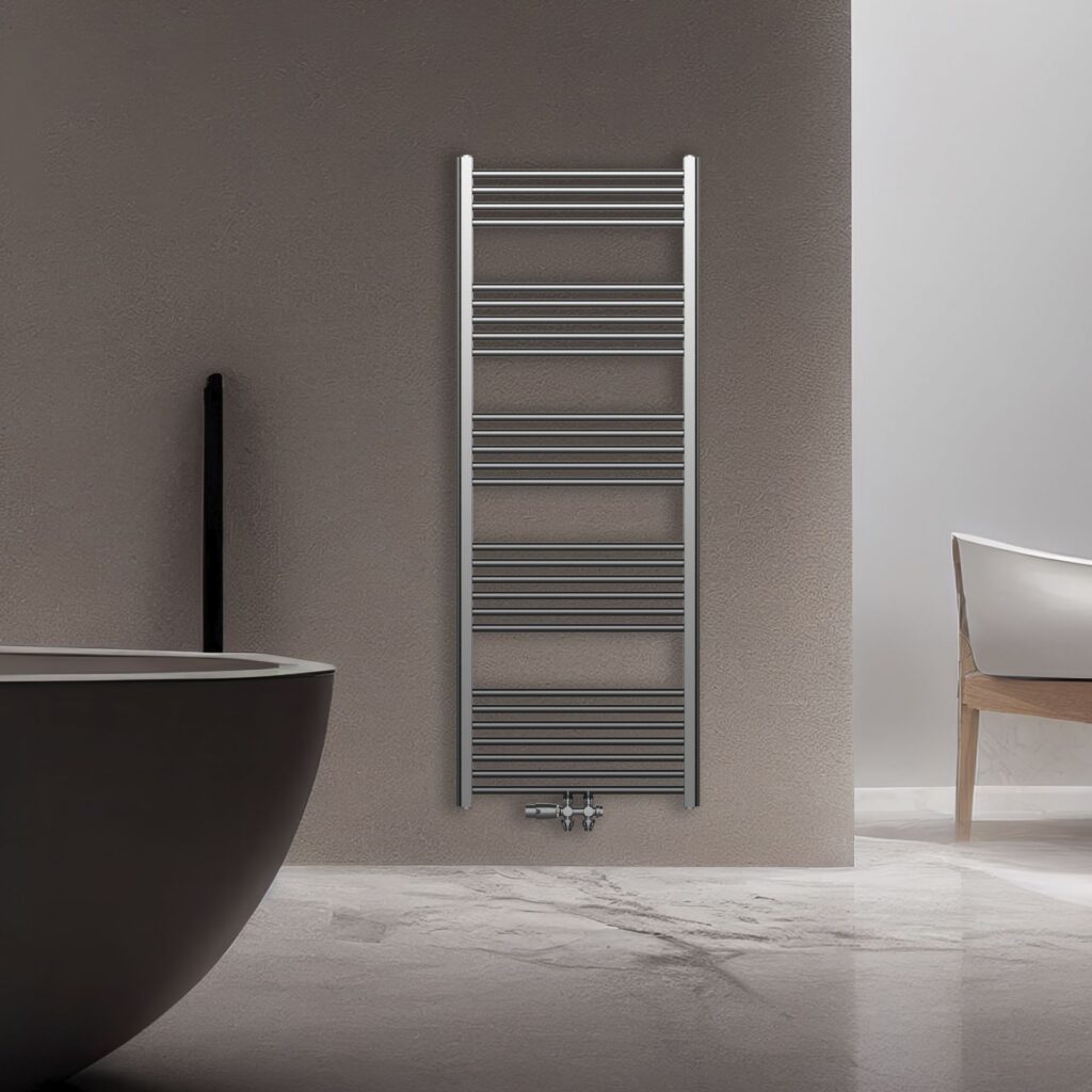 Sèche-serviettes Belrad – inox brossé – 1200 × 600 mm – 414 W – raccordement latéral ou central