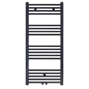 Sèche-serviettes Belrad – noir mat – 1200 × 500 mm – 537 W – raccordement latéral ou central
