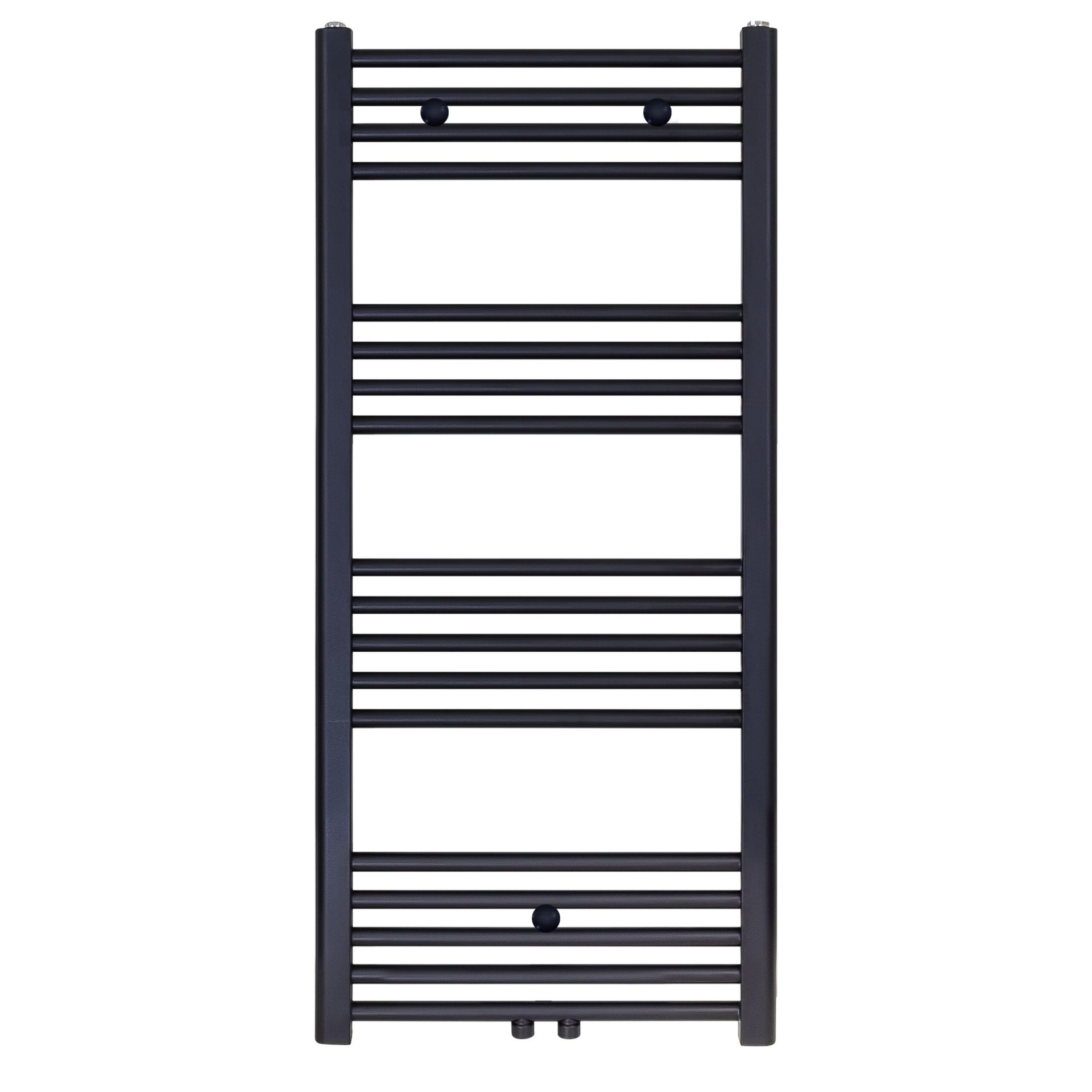 Sèche-serviettes Belrad – noir mat – 1200 × 500 mm – 537 W – raccordement latéral ou central