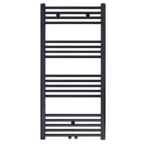 Sèche-serviettes Belrad – noir mat – 1200 × 600 mm – 414 W – raccordement latéral ou central
