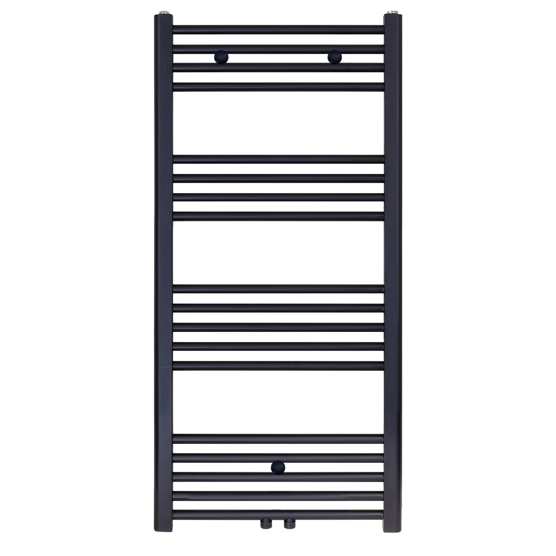 Sèche-serviettes Belrad – noir mat – 1200 × 600 mm – 414 W – raccordement latéral ou central