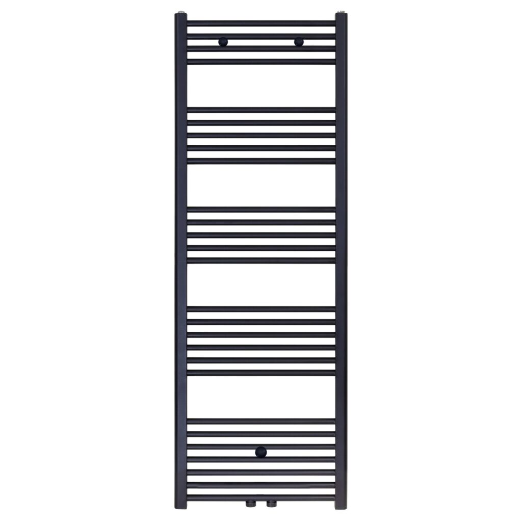 Sèche-serviettes Belrad – noir mat – 1600 × 600 mm – 828 W – raccordement latéral ou central