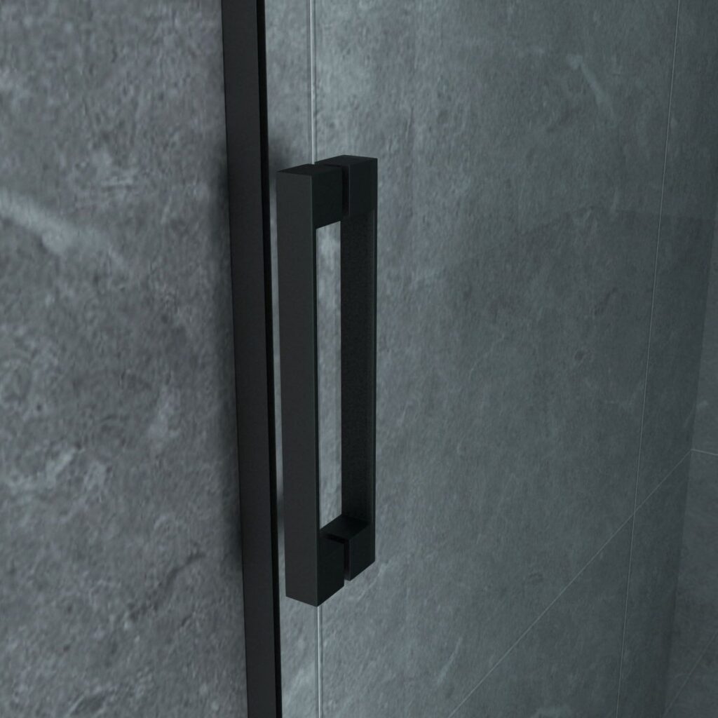 Porte de douche coulissante pour niche Aloni – 120 × 200 cm – Noir mat, verre transparent