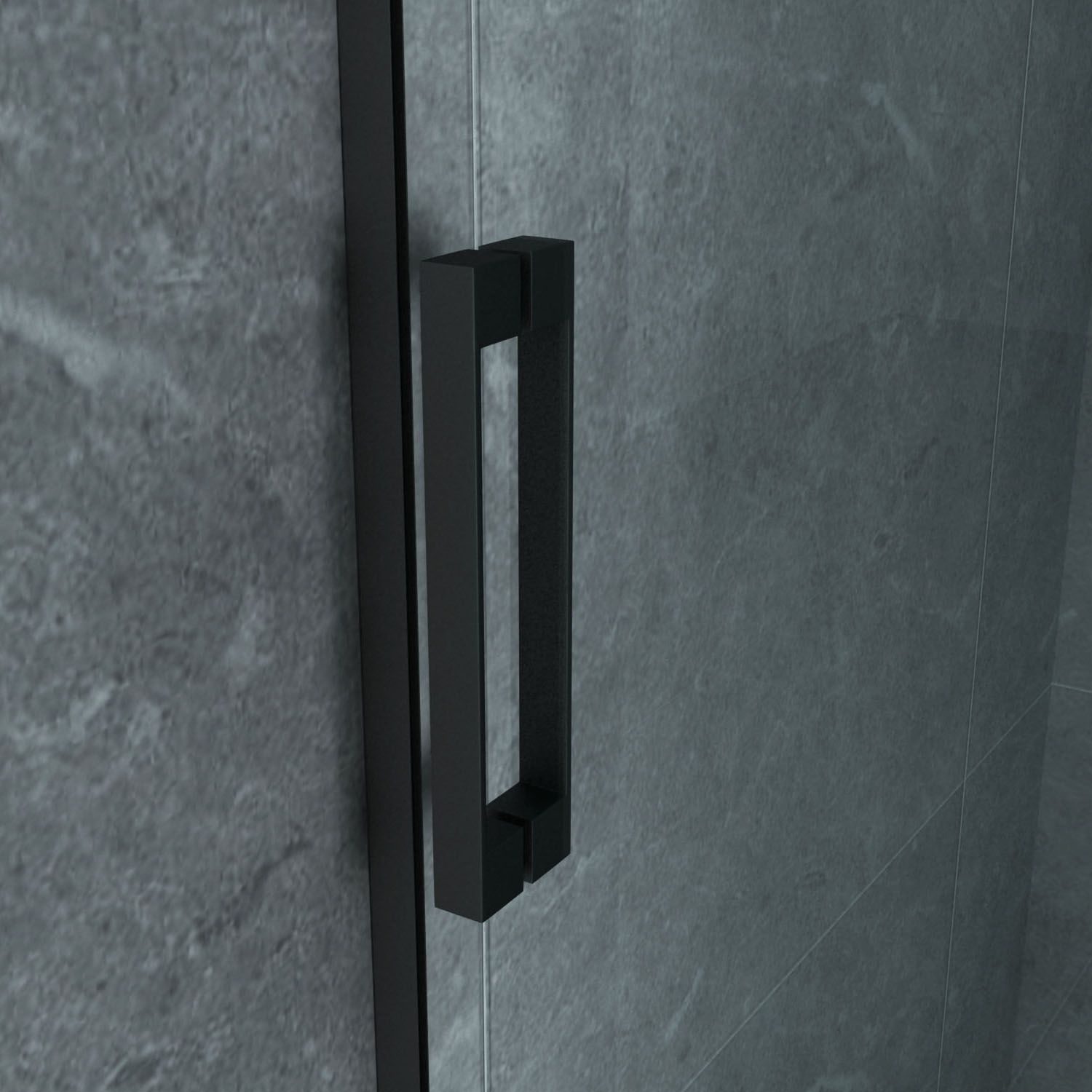 Porte de douche coulissante pour niche Aloni – 120 × 200 cm – Noir mat, verre transparent