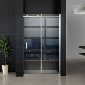 Porte de douche coulissante pour niche Aloni – 120 × 200 cm – Chrome, verre transparent