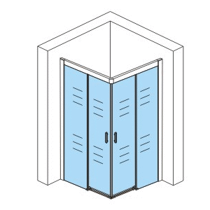 Cabine de douche d'angle 2 portes coulissantes Aloni – 80 × 80 cm – Chrome, verre transparent – H 195 cm, verre 6 mm
