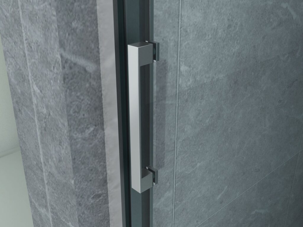 Porte de douche coulissante 3 parties pour niche Aloni – 100 × 200 cm – Chrome, verre transparent