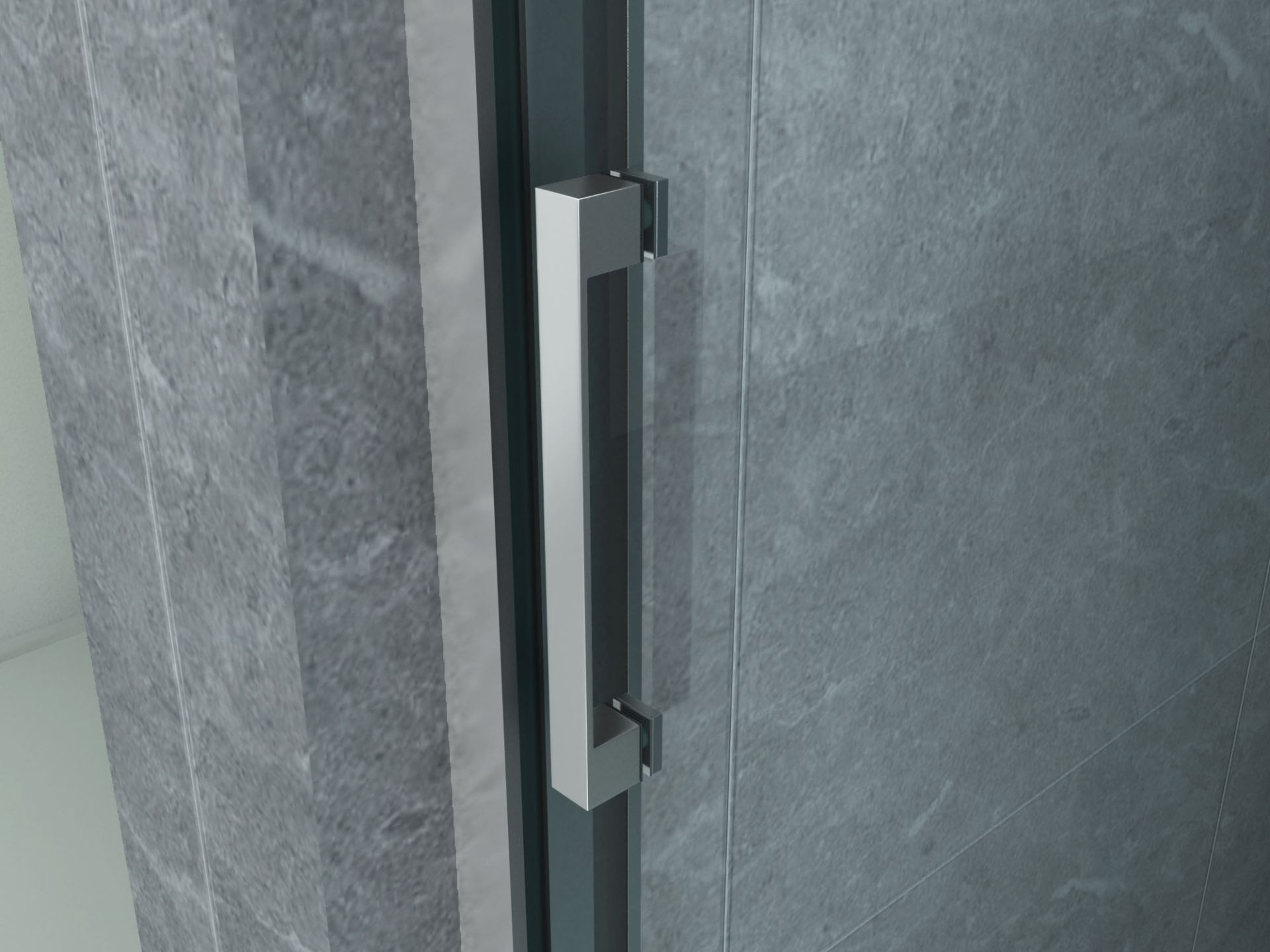 Porte de douche coulissante 3 parties pour niche Aloni – 90 × 200 cm – Chrome, verre transparent