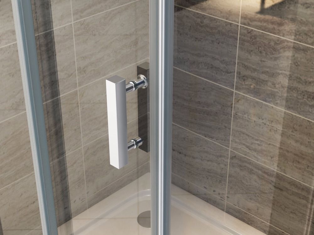 Cabine de douche porte pivotante + paroi latérale Aloni – 80 × 80 cm – Chrome, verre transparent – H 190 cm, verre 6 mm