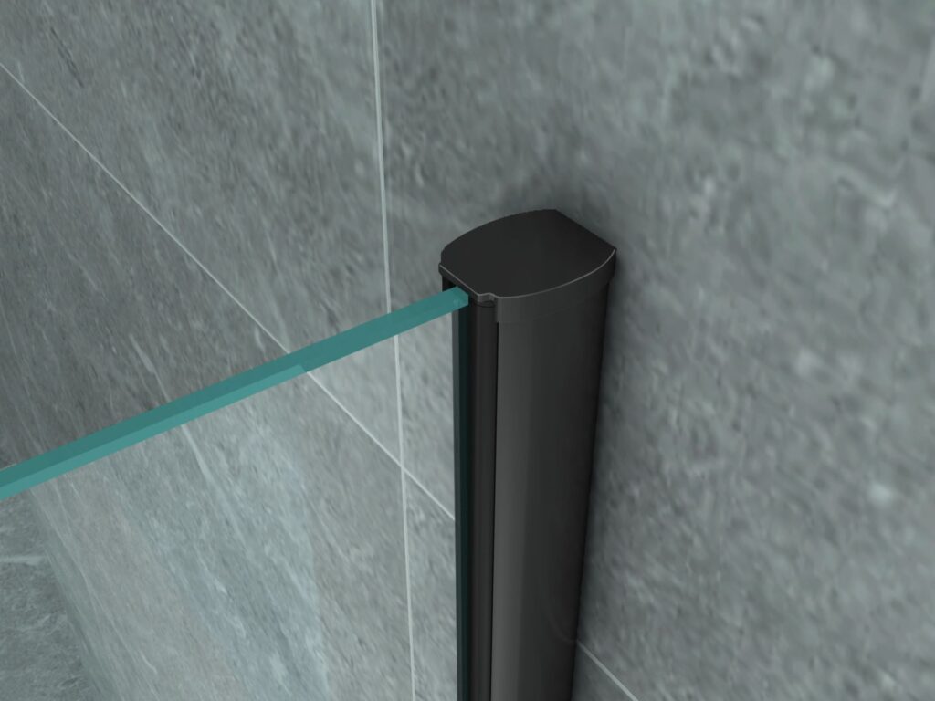 Cabine de douche porte pivotante + paroi latérale Aloni – 80 × 80 cm – Noir, verre transparent