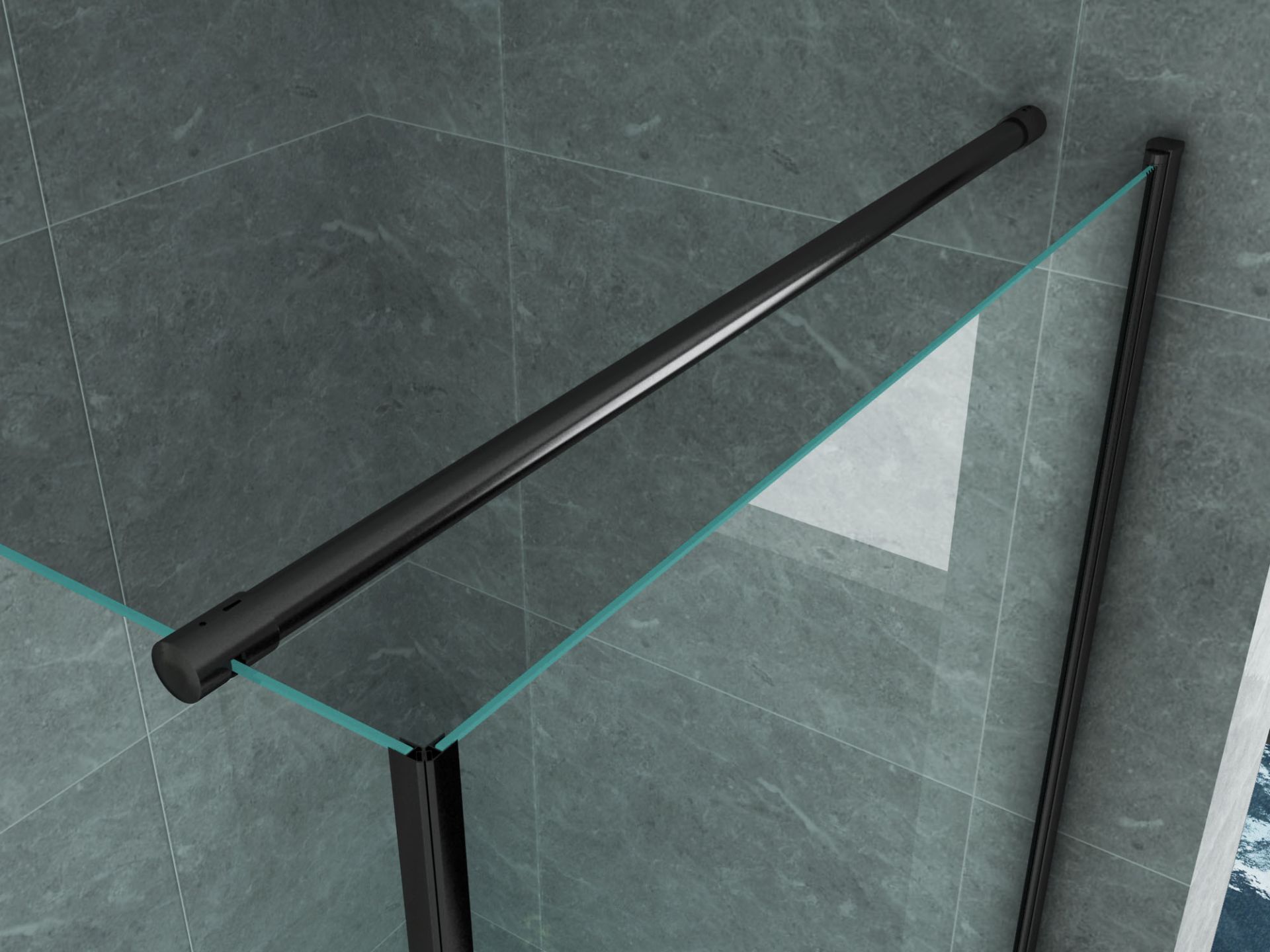 Cabine de douche porte pivotante + paroi latérale Aloni – 90 × 90 cm – Noir, verre transparent