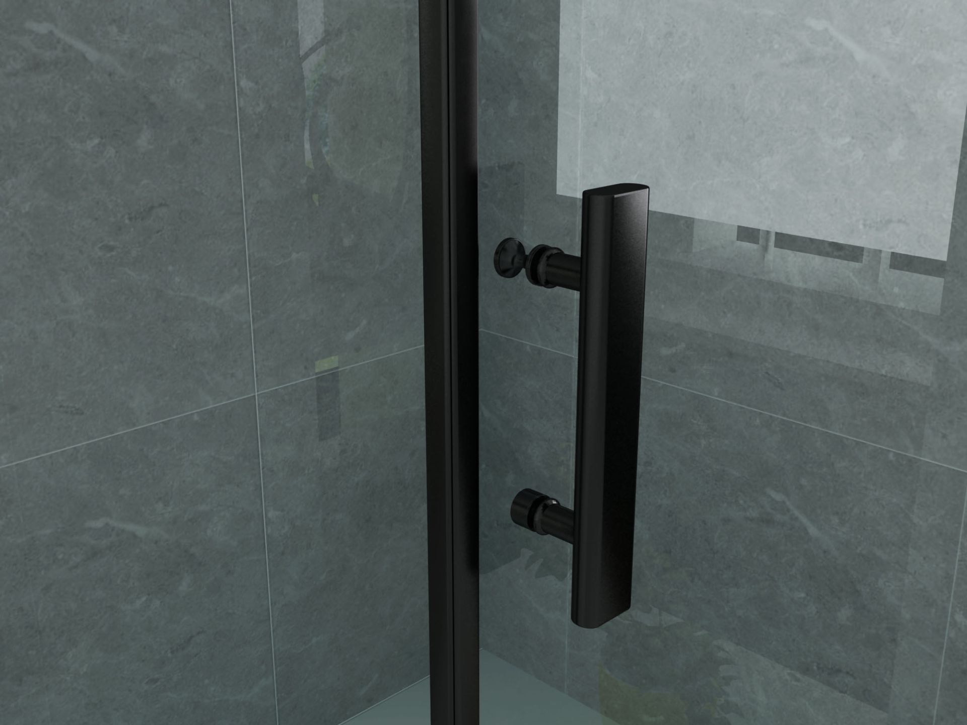 Cabine de douche porte pivotante + paroi latérale Aloni – 80 × 80 cm – Noir, verre transparent