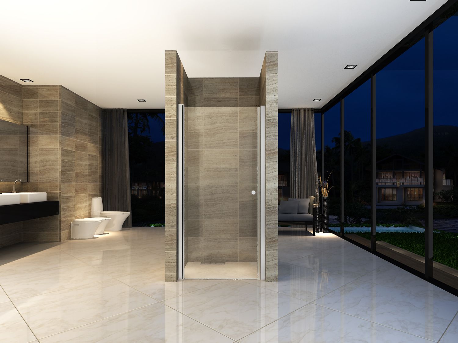 Porte de douche pivotante pour niche Aloni – 90 × 190 cm – Chrome, verre transparent