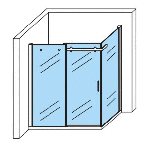 Cabine de douche porte coulissante + paroi latérale Aloni – 90 × 120 cm – Chrome, verre transparent