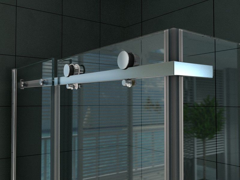 Cabine de douche porte coulissante + paroi latérale Aloni – 80 × 120 cm – Chrome, verre transparent