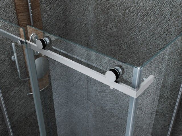 Cabine de douche porte coulissante + paroi latérale Aloni – 90 × 160 cm – Chrome, verre transparent