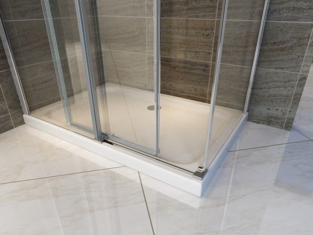 Cabine de douche porte coulissante + paroi latérale Aloni – 90 × 160 cm – Chrome, verre transparent