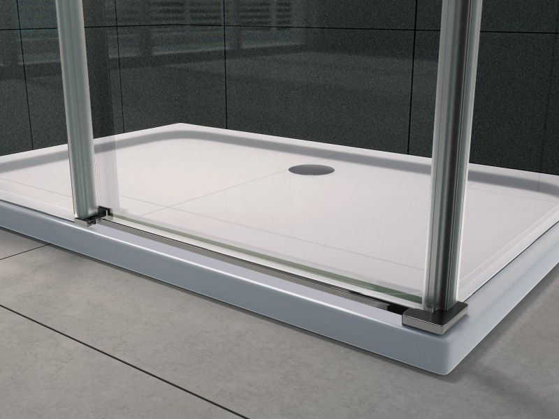 Cabine de douche porte coulissante + paroi latérale Aloni – 80 × 120 cm – Chrome, verre transparent